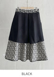 Elian Jacquard Pattern Flare Banding Skirt