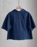 Inkaru denim collar shirt belt H-line skirt set