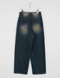 Dyuijeu ribbed washing wide denim pants