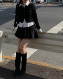 Huki Two Belt Set Pleated Mini Skirt