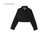 Dobby Black Denim Crop Jacket