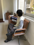 Egelli Cable Button Hood Knit Vest