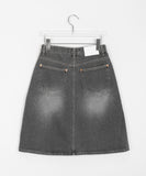Hirit Gray Washed Denim Midi Skirt