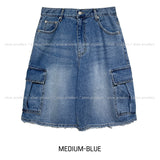 Ain Cutting Cargo Bermuda Denim Pants