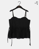 Abing Lace Ribbon Strap Tulip Heart Sleeveless