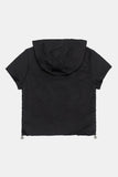 Active hooded nylon shirring zip-up