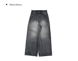 Bent Black Denim Pintuck Wide Pants