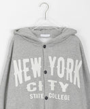 Yoku lettering brushed hood cardigan