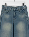 Tume Washing Cut Denim Wide Pants
