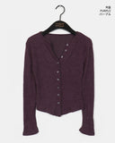 Allmu Corduroy Ribbed V-Neck Button Cardigan