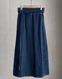 Inkaru denim collar shirt belt H-line skirt set