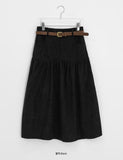 Enno Belt Corduroy Banding Long Skirt