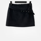 Ahin Belt Suede Miniskirt