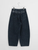 Hendelo Star Rivet Embroidery Balloon Denim Wide Pants