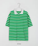 Hennata Collar Stripe Over Short Sleeve Tee