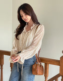 (Sleeveless Set) Shudin Lace Tie Puff Blouse