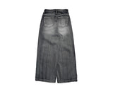 Bent Black Denim Pintuck Wide Pants