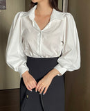 Bland Pintuck Puff Collar Shirt