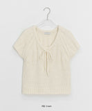 Trin Ribbon Rib Wool Round Short Sleeve Knit