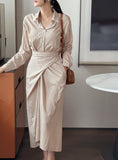Rislow Collar Shirt Wrap Dress