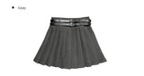 Huki Two Belt Set Pleated Mini Skirt