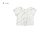 Mihen Ribbon Strap Puff Short Sleeve Blouse