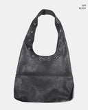 Sheet Eyelet Leather Shoulder Bag