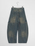 Homens Denim Wide Balloon Cargo Pants
