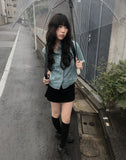 Sky Crop Denim Short Sleeve Shirt