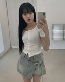 Nibeo Denim Ribbon Wrap Skirt Pants