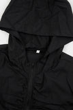Active hooded nylon shirring zip-up