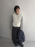 Egelli Cable Button Hood Knit Vest