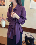 Demore Wrap Collar Shirt Blouse
