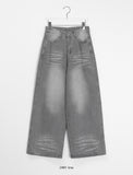 Hamens Washing Denim Wide Pants