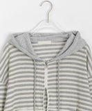 Yonoki Stripe Crop Hood Zip-Up