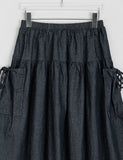 Fruity ribbon banding cargo flare long skirt