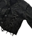 PIG EYELET DAMAGE CARDIGAN