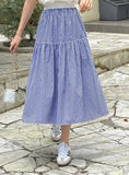 Dite Check Color Matching Banding Flare Skirt