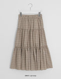 Wendell Check Frill Banding Long Skirt