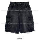 Ain Cutting Cargo Bermuda Denim Pants