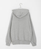 Yoku lettering brushed hood cardigan