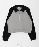 Henbo color matching half-zip crop sweatshirt