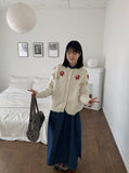 Gella flower embroidery knit cardigan