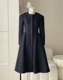 Abode No Collar Puff Flare Long Coat