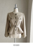 Deca Peplum Trench Jacket Blouse (Belt Set)