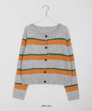 Enmode color stripe round cardigan
