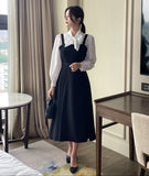 Desia Bustier Pintuck Long One Piece (Belt Set)