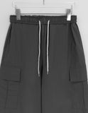 Wet Nylon Cargo Wide Pants