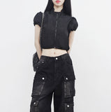 Amua Crop String Half Zip-Up