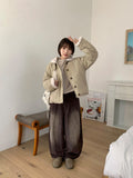 Dopto Washing Pintuck Wide Corduroy Pants